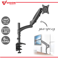 Vision Mounts VM-GM112D Black Single Monitor Stand Arm Desk Mount Screen Holder Bracket Display 32" Adjustable