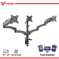 Vision Mounts VM-GM135D | Triple 3 Arm Monitor Stand Mount Desk Screen Holder Bracket Desktop 8 kg 27"