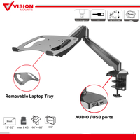 Vision Mounts VM-GM212U-D15 Stand Bracket Monitor Mount Arm with Laptop Tray Holder VESA Adapter