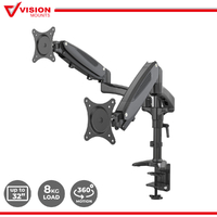 Vision Mounts VM-GM124D | Dual Monitor Stand Mount 2 Arm Desk Gas Spring Desktop LCD LED HD Screen Bracket Holder up to 32"
