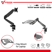 Stand Bracket Monitor Mount Arm + Laptop Tray Holder Adapter LCD Screen Desktop
