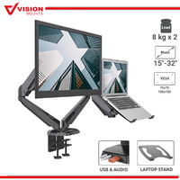 Dual Monitor Stand Arm and Laptop Riser Bracket Screen Holder Gas Spring 16kg