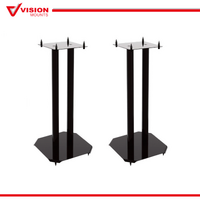 Vision Mounts VM-S04 |  Speaker Stands Modern Home Theater Universal Bookshelf , Black Steel Pair of 2pcs