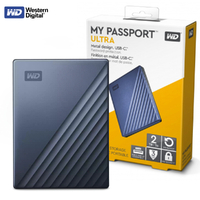 2TB External Hard Disk Drive WD My Passport Ultra Blue USB-C Western Digital Portable HDD WDBC3C0020BBL-WESN