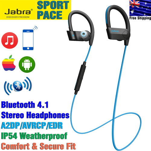 Jabra Sport Pace Bluetooth Wireless Sports Earbuds Weatherproof Headset, Blue