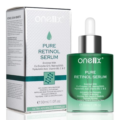 One1x Pure Retinol Facial Serum Anti Aging Anti Wrinkle Skin Care Moisturizer Face Dark Spot Lines Remover Hyaluronic Acid Day Night Brightening