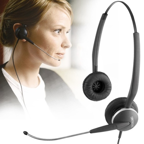 Jabra GN2100 Telecoil Duo Corded Noise Cancelling Stereo Headset for Deskphone, Flexible microphone boom