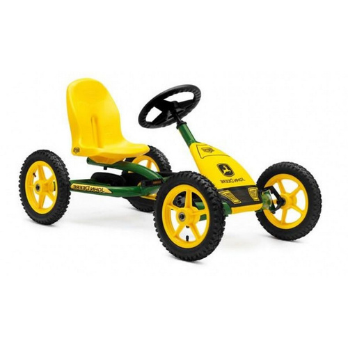 BERG Buddy John Deere Four-Wheel Go-Kart Ride-On Toy Car for 5+ years Kids with BFR-HUB Adjustable Steering columns Swing Axle Pneumatic Wheels