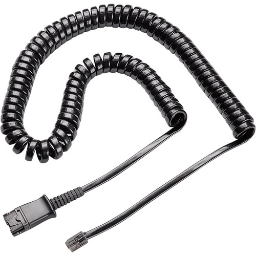 Plantronics U10 Headset Replacement Coiled Cord Adapter Cable w QD Modular Plug & RJ-11 Connector (Spare Part Only)