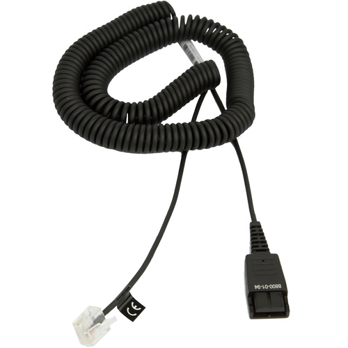 Jabra Quick Disconnect (QD) to Modular (RJ) Coiled Bottom Cord, 2 Meter