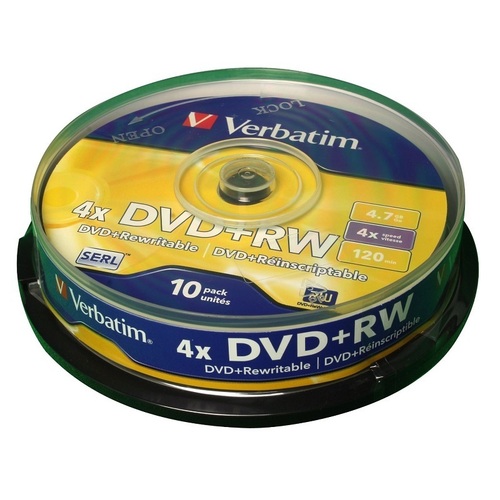Genuine Verbatim 10-Pack DVD+RW 4.7GB Rewritable Disc Blank DVD Spindle 4xspeed