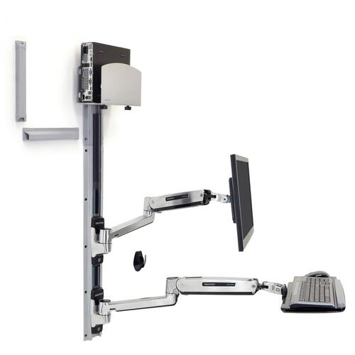 Ergotron 45-358-026 Wall Mount Track Holder for CPU Flat Panel HD LED Display Screen Keyboard Mouse