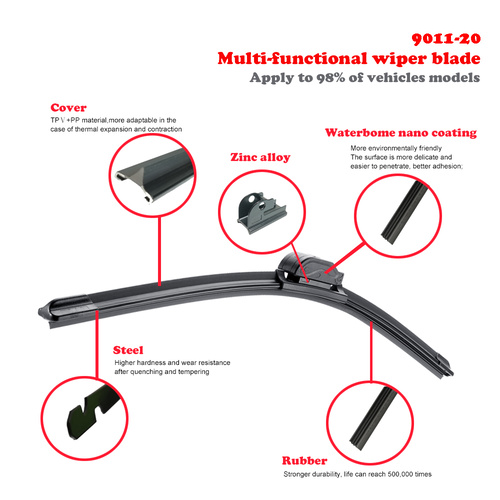 Windscreen Wiper Blade 20" Universal 10x Adapters Suit 99% of Cars