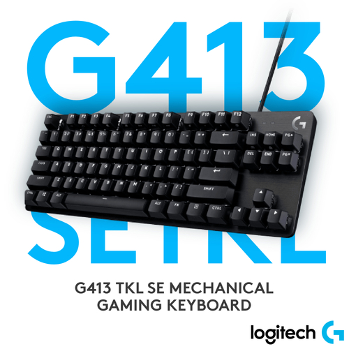 Logitech G413 TKL SE Black Wired USB Gaming Mechanical Keyboard White Key Backlighting 920-010448