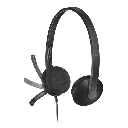Logitech H340 Wired USB Stereo Headset Plug and Play with Adjustable Microphone, Black