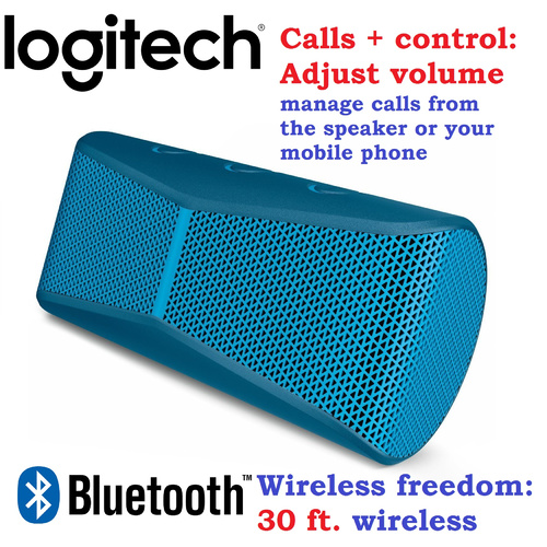 Logitech X300 Mobile Wireless Stereo Bluetooth Hands-Free Speaker, 5-Hour Battery Life, Blue