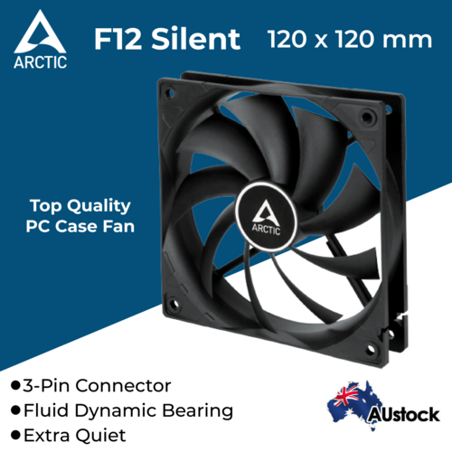 Computer Case PC Fan Silent 120mm Cooler Black Arctic Cooling Black 3-PIN 12cm