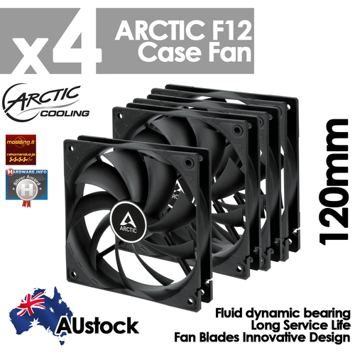 4x 120mm PC Case Fan Arctic Cooling F12 Desktop Computer Quiet Cooler Pack 3-pin 12v 12cm Black