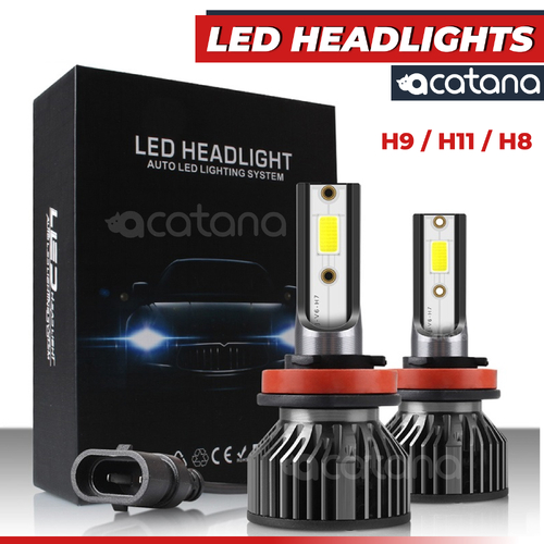 acatana LED Headlight H11 H8 H9 Globes Kit Bulbs Hight Beam 6000LM Brighter White Head Light Сonversion for Сar Assembly Headlamp Replacement