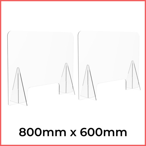 2x Clear Sneeze Guard Acrylic Safety Shield Screen Stands Counter Protective