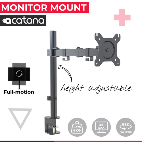 Acatana ACA-D33 | Desk Mount Monitor Stand Single Arm Bracket Display Holder | Screen up to 8kg 32"