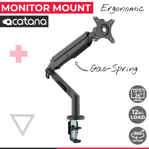 acatana Monitor Mount Arm Stand Single Desk Computer Screen Gas Spring Holder Display LCD LED HD TV up to 36" 12kg ACA-DLB851-B
