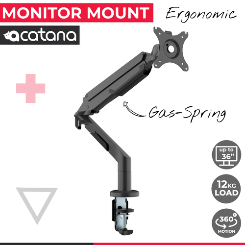 acatana Monitor Mount Arm Stand Single Desk Computer Screen Gas Spring Holder Display LCD LED HD TV up to 36" 12kg ACA-DLB851-B