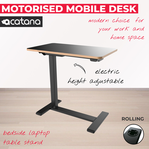 acatana Motorised Mobile Laptop Desk Cart Electric Height Adjustable Standing Rolling  Bedside Table Bed | ACA-ET026-7040B