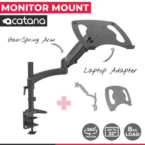 acatana Monitor Stand Arm Mount with Laptop Tray Holder Adapter Bracket 8kg 32'' ACA-GM112D-D15