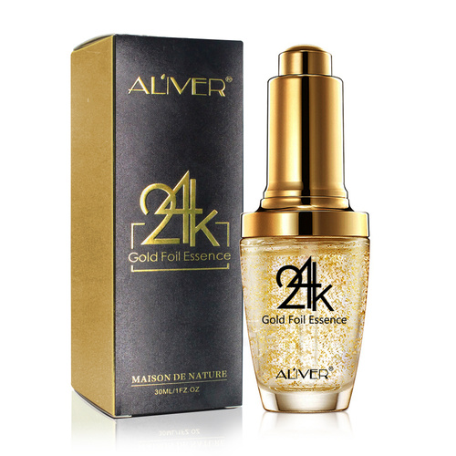 Aliver Pure 24k Gold Serum Ampoule Anti-Aging Wrinkle Collagen Face Firming Skin Care Hyaluronic Acid Essence Foil Moisturizing, 30ml