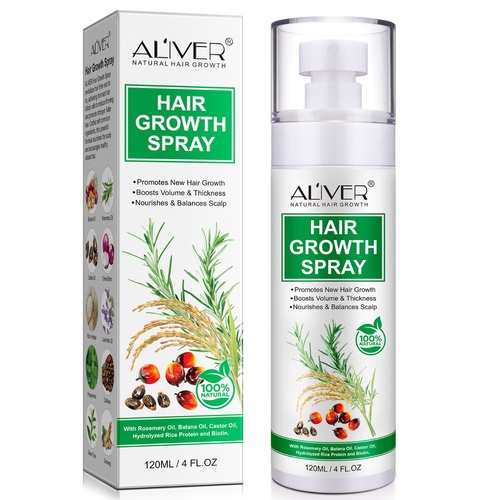 Aliver Natural Hair Growth Spray Hair Loss Rosemary Oil Thicker Fuller Castor Batana Oil Serum Regrowth Scalp Care, 120ml
