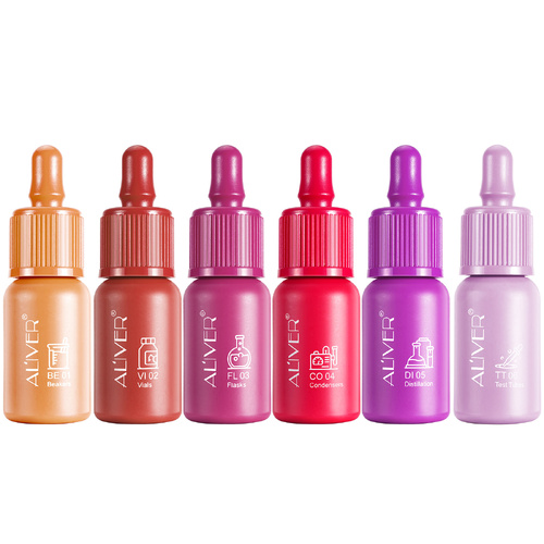 Aliver 6pcs Lip Gloss Tint Matte Set Lip Stain Lipstick Liquid Long Lasting Waterproof Natural Makeup