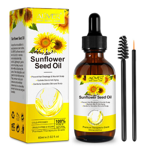 Aliver 60ml Natural Sunflower Seed Oil Pure Hair Skin Care Treatment Growth Scalp Moisturizer Dry Damaged Hair