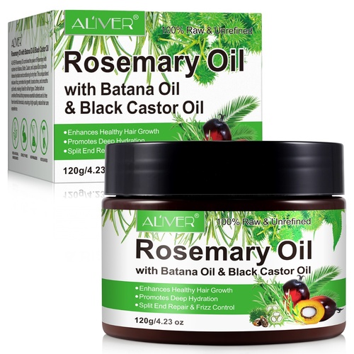 Aliver Natural Rosemary Oil with Batana & Black Castor Oil Hair Growth Serum Hair Loss Scalp Regrowth Strength Skin Care Pure Organic , 60ml