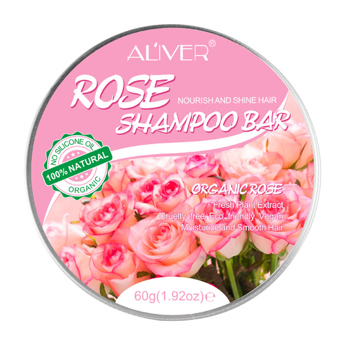 Aliver Organic Rose Shampoo Bar Natural Hair Growth Care Soap Anti Hair Loss Scalp Regrowth Moisturizing, 60g