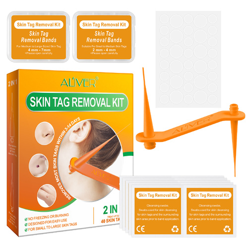 Aliver Safe Skin Tag Remover Kit Mole Wart Removal Natural Painless Fast Bands Acne Patches Spot Effective Micro Pimple Home, Orange