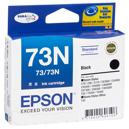 Epson 73N Standard Capacity BLACK Ink Cartridge DURABrite Ultra