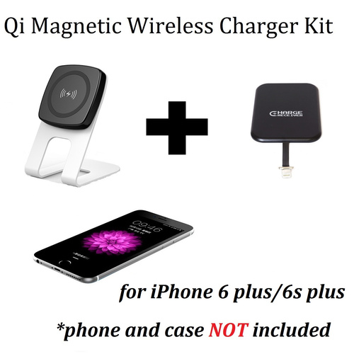 Kome C301 QI Magnetic Wireless Desk Charger + Kome Qi Wireless Charger Receiver Patch Module for iPhone 4 5 6 7