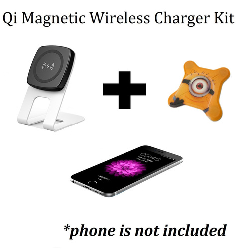 Kit Kome C301 Quick Charger QC 2.0 Magnetic Wireless Qi Desk Phone Charger +  S3 Magnetic Patch Sticker