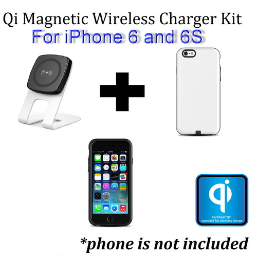 Kome QI Magnetic Wireless Desk Charger C301 + Kome W47 iPhone 6 or 6S 4.7 inch Case Cover with Qi Wireless Magnetic Charger