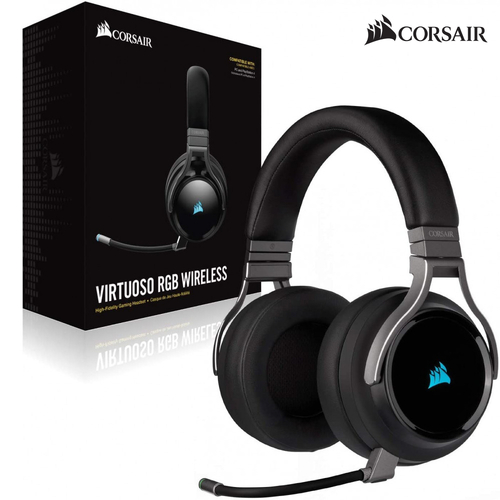 Headset Corsair Virtuoso Gaming RGB Wireless High-Fidelity 3.5mm USB Carbon 7.1 Sound CA-9011185-AP