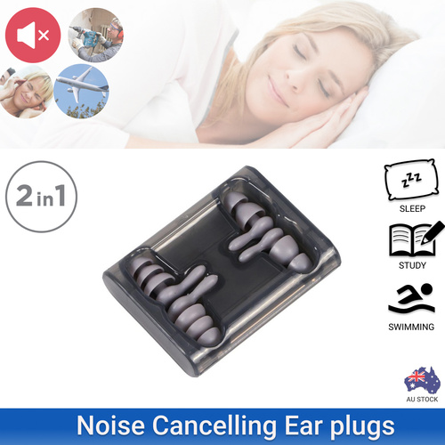 Silicone Ear Plugs Noise Cancelling Earplugs Soft Protector Study Sleep 2x Pairs