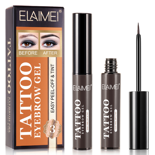 Elaimei Tattoo Eyebrow Ink Gel Waterproof Liner Tint Pen Eye Brow Enhancer Pencil Long Lasting Makeup Stencil Peel Off (Beige)