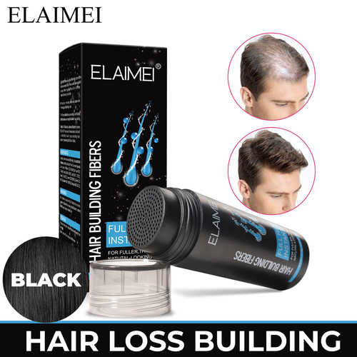 ELAIMEI Hair Loss Building Fibers 27.5g Alopecia Keratin Thicker Concealer Fiber Black Toppik Treatment