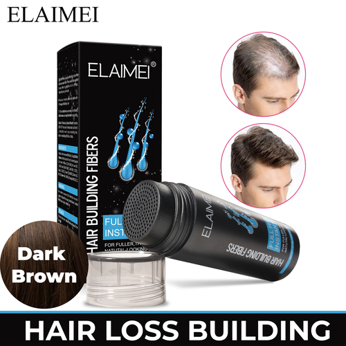 ELAIMEI Hair Loss Building Fibers 27.5g Alopecia Keratin Thicker Concealer Fiber Dark Brown Refill Bag