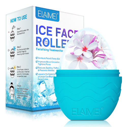 Elaimei Ice Roller Facial Cube Massager Sculpt Face Care Tool to Depuff Shrink Pores Beauty Reusable Lift Firming Anti-Aging, Blue