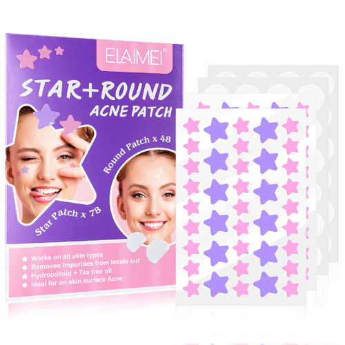 Elaimei Star + Round Acne Pimple Patches Removal Blemish Control Hydrocolloid Plasters Skin Facial Care Spot Genuine Blackheads, 126pcs