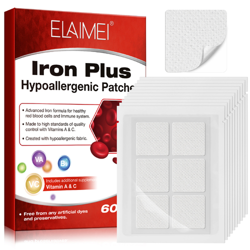 Elaimei Iron Plus Vitamin Patches for Blood Health Energy Support for Woman Men Stickers