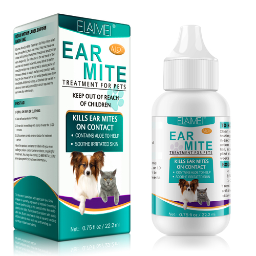 Elaimei Pet Ear Care Mite Canal Dog Cat Parasite Remover Killer Protection Drops Repel Cleaner Otic Itching Odours Fungal
