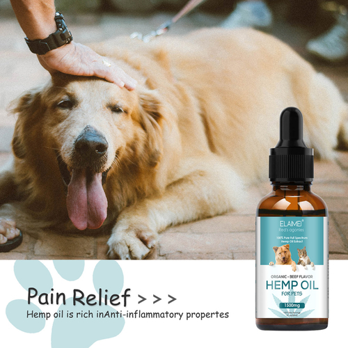 Elaimei 1500mg Pet Hemp Seed Oil for Dog Cat Organic Pain Relief Drops Joint Support Drops Health Natural Calm Aid Omega Supplement Better Sleep